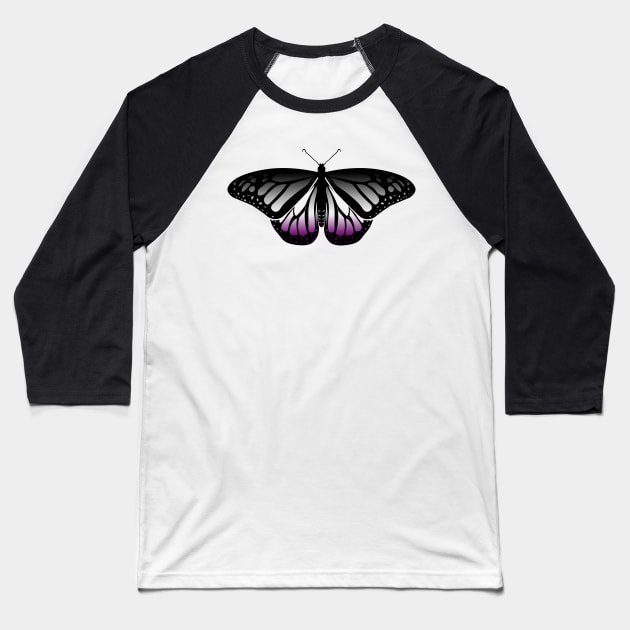 Asexual Pride Butterfly Baseball T-Shirt by brendalee